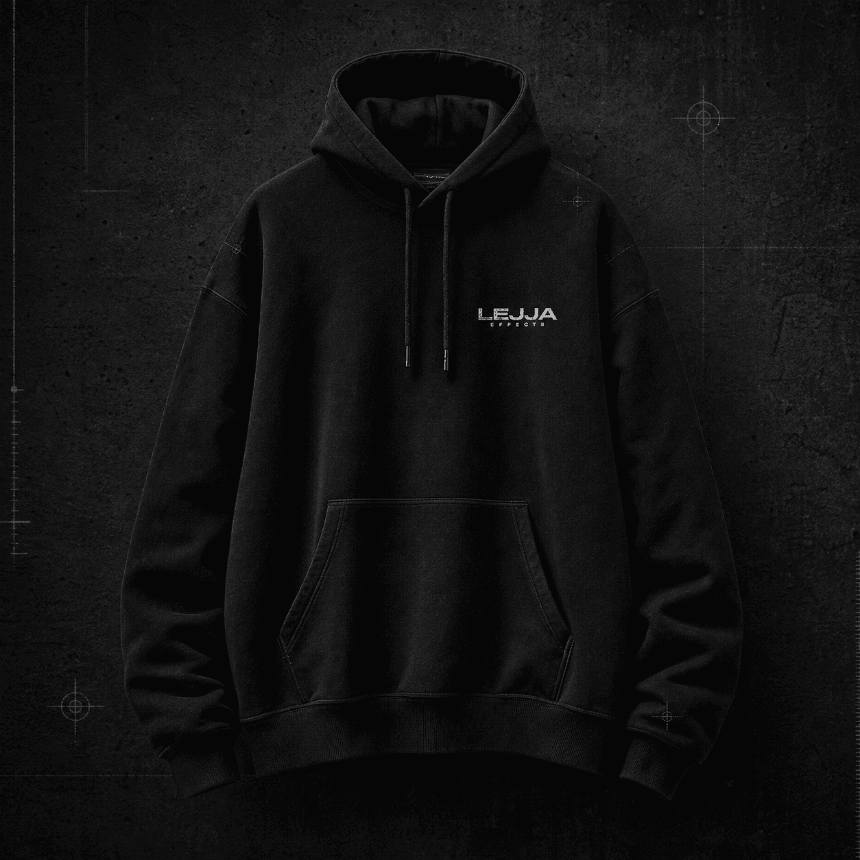 Black LEJJA EFFECTS hoodie product render