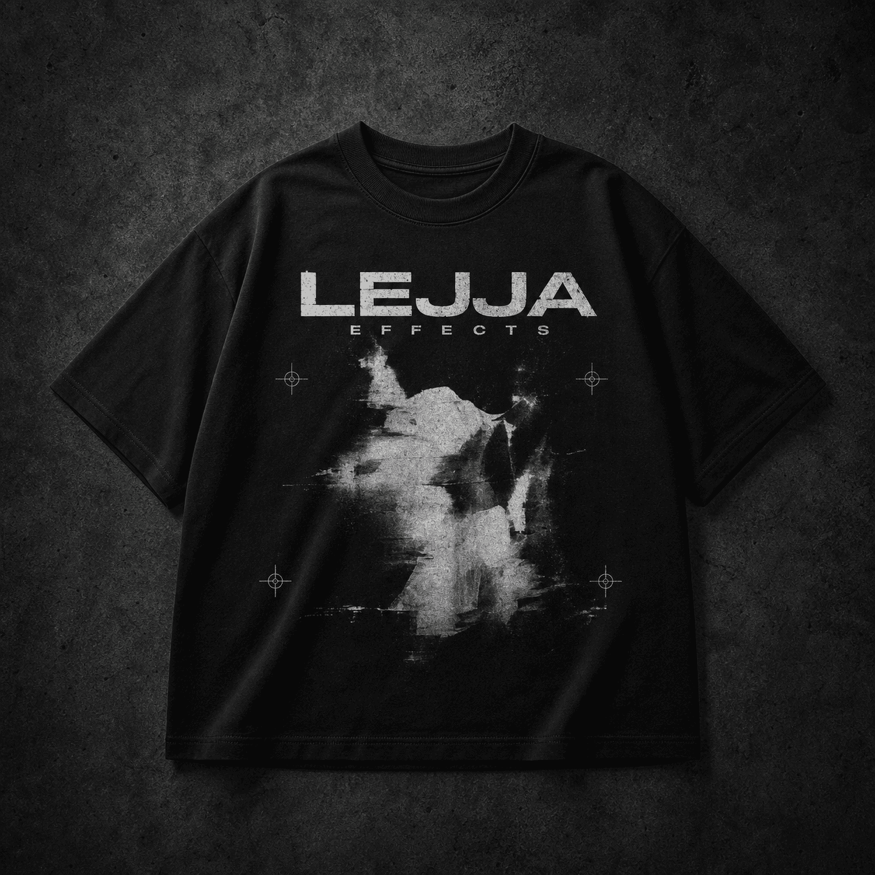 Black LEJJA EFFECTS t-shirt product render